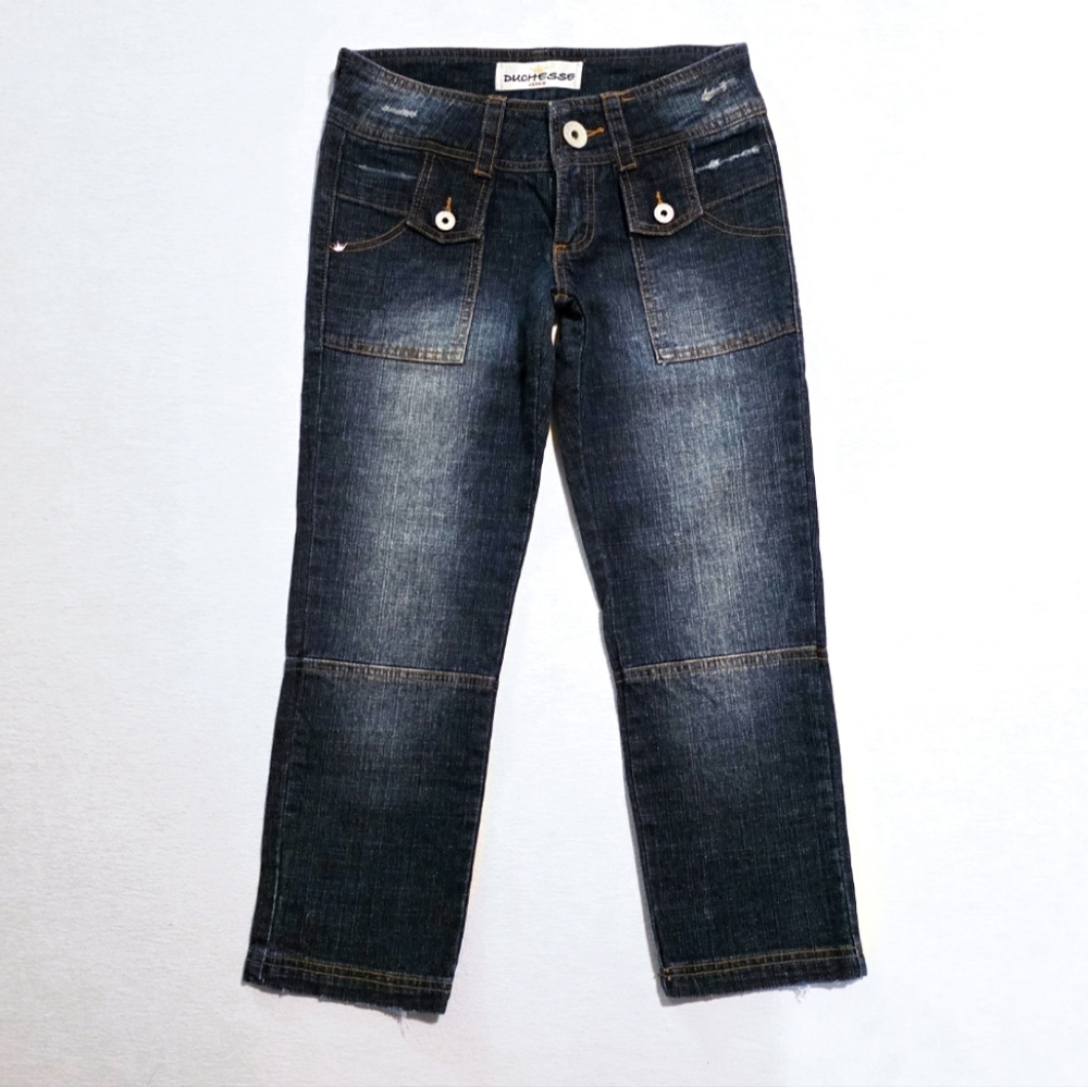 Duchesse Jeans Vintage Y2K Dark Wash Capri Denim Low Rise Trendy